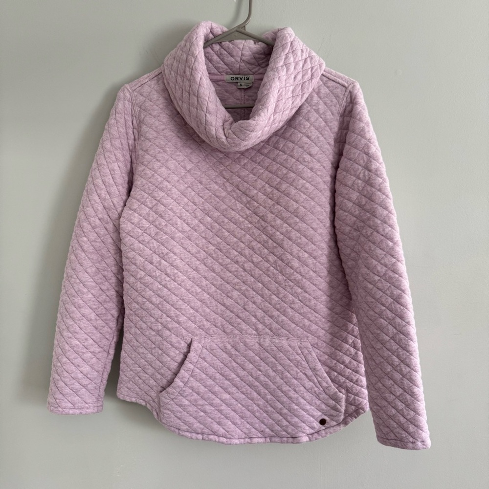 Orvis Women's Lilac Quilted Cowl Neck Sweater Size Small